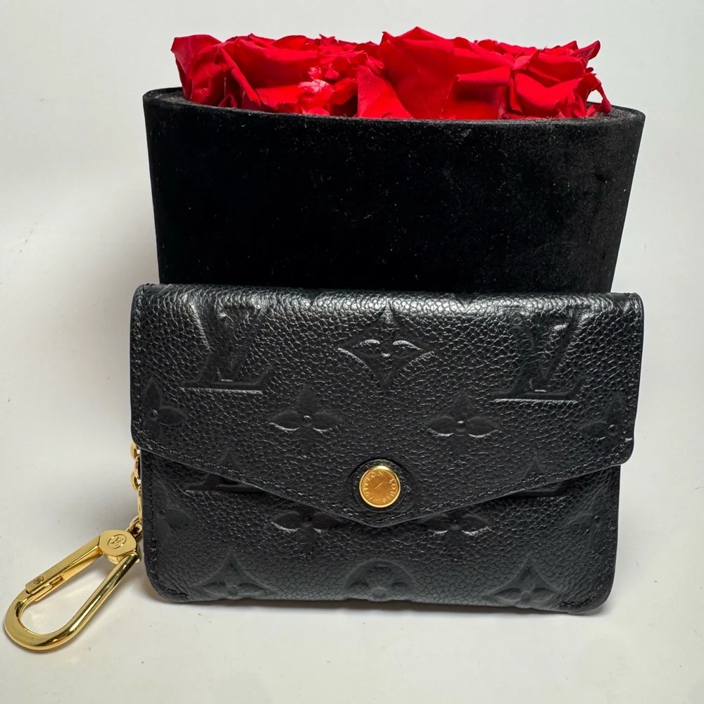 SOLD Louis Vuitton Black Key Pouch Wallet – Empreinte Noir Leather w/ Key Ring - Picture 1 of 14